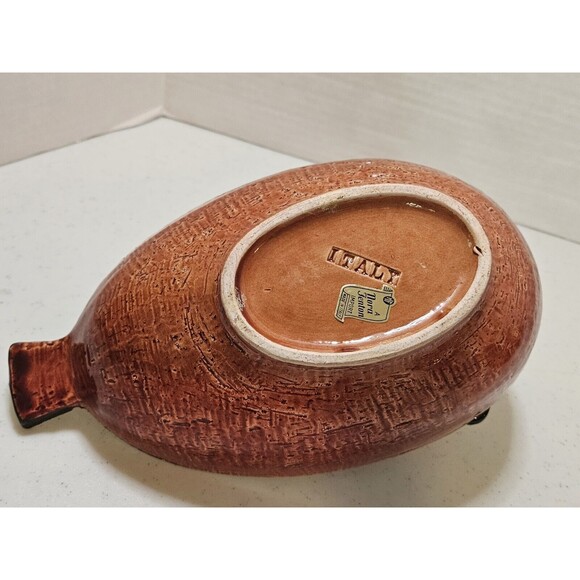 Vintage Rare Nora Fenton from Italy Ceramic Brown  Duck Bowl Planter Italian - Picture 4 of 4
